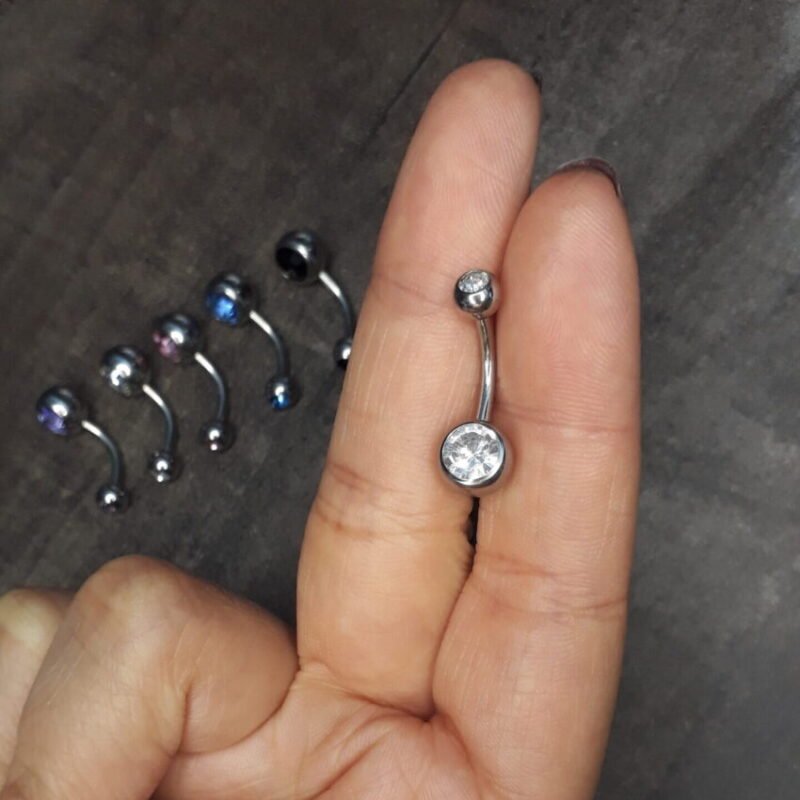 Piercing Ombligo Doble Strass Blanco