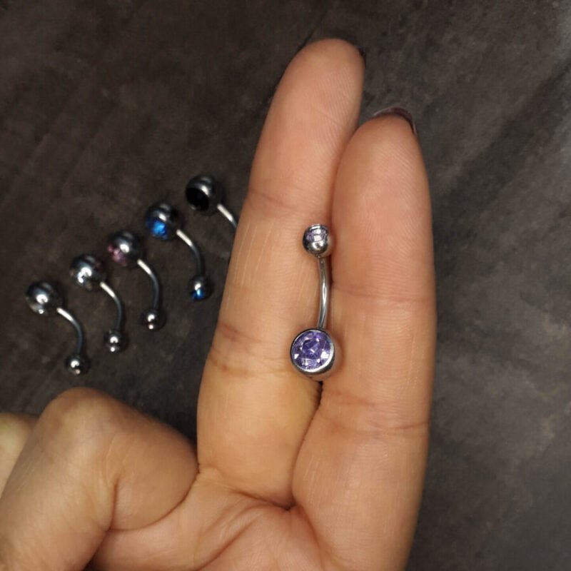 Piercing Ombligo Doble Strass Lila