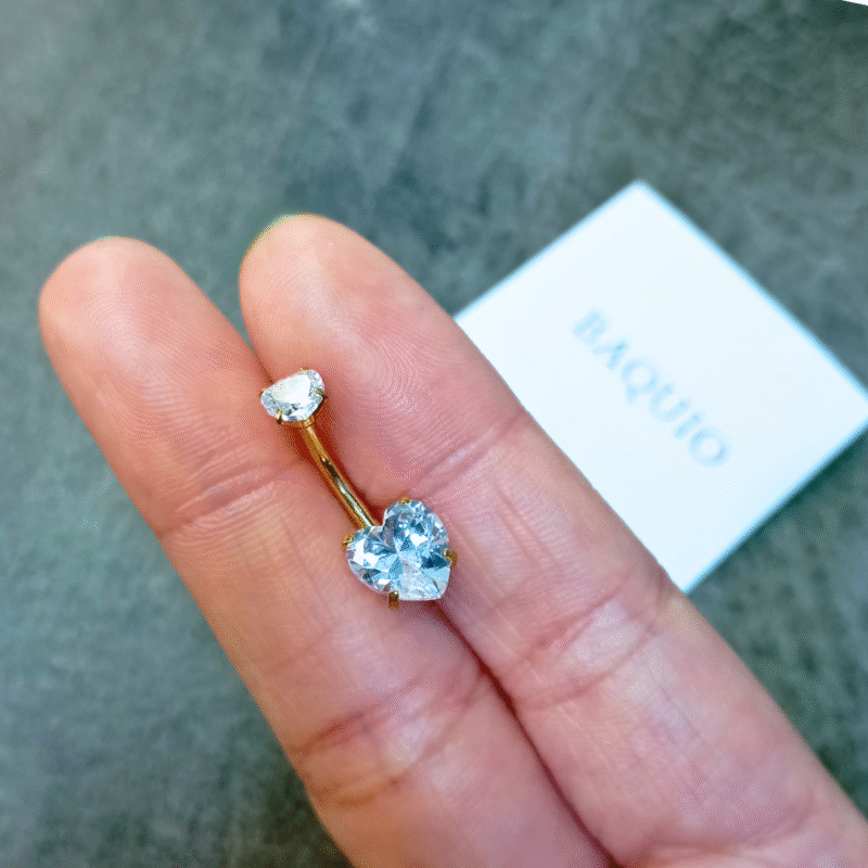 Piercing Ombligo Dorado Strass Corazón