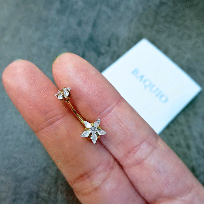 Piercing Ombligo Dorado Strass Estrella